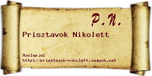 Prisztavok Nikolett névjegykártya